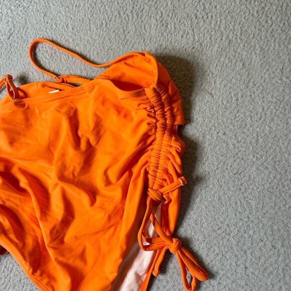 Swimwear Womens M Orange Cut Out Spaghetti Strap One Piece Swimsuit NEW - Picture 4 of 8
